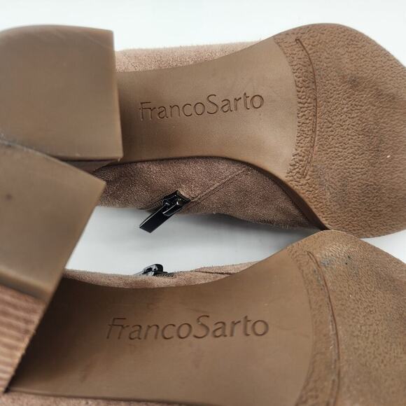 NWOT Franco Sarto Size 9M Booties Leather/Man Made‎ Upper Laced Top Stacked Heel - Picture 8 of 11